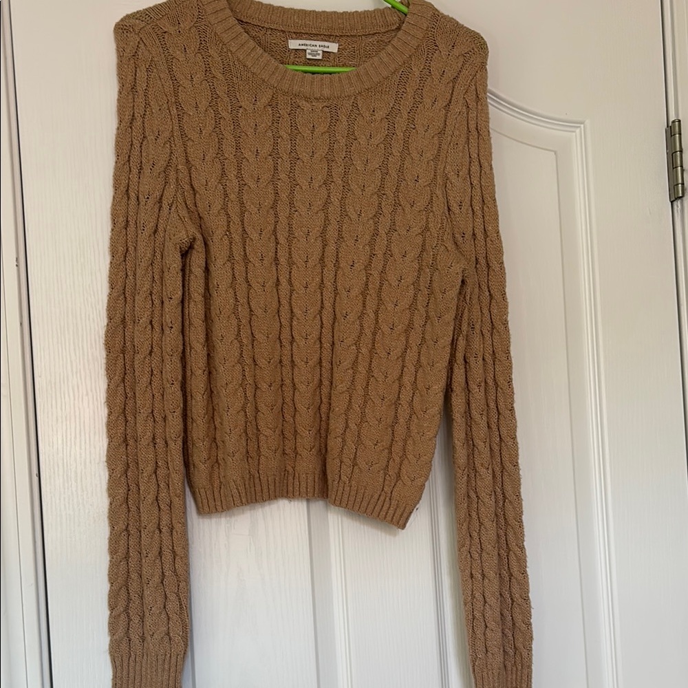 American Eagle Cable Knit Tan Sweater